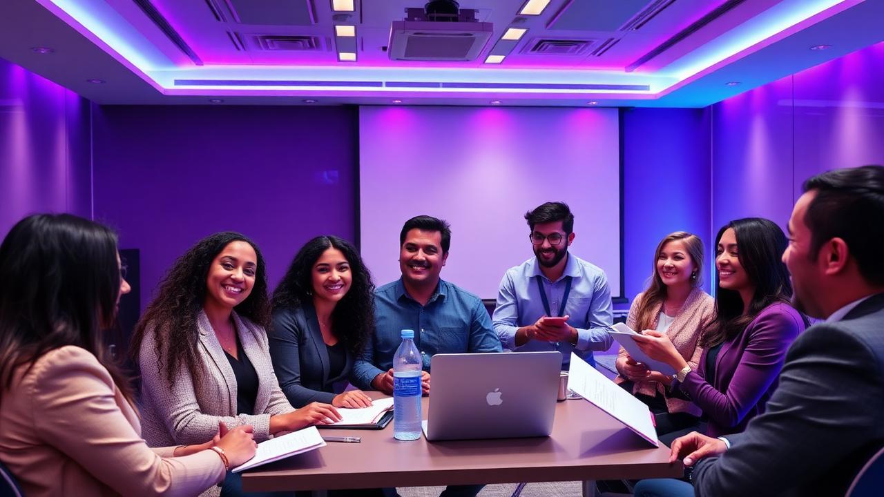 Equipe em capacitação em vendas
