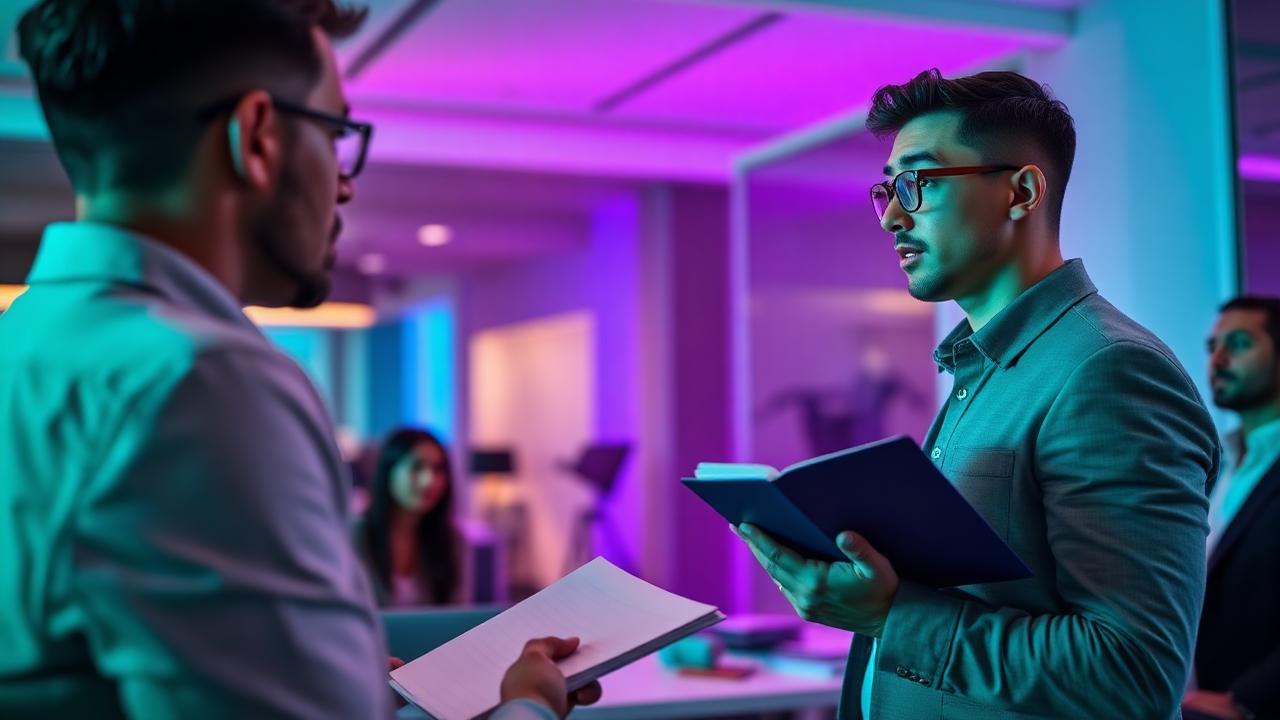 Vendedor praticando pitch em sessão de role-play